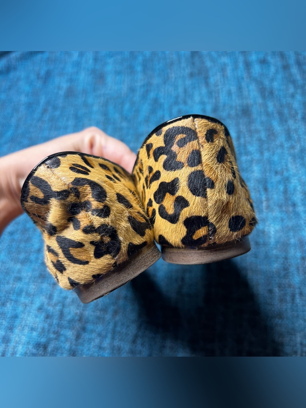 J.Crew Leopard Print Calf Hair Leather Flats Tan Black Women's 6.5 Style E1341 - Picture 7 of 10